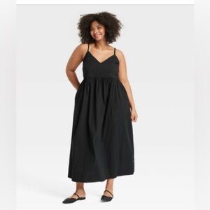Women's Seersucker Maxi a-Line Dress - a New Day™ Black Adjustable Strap XXL